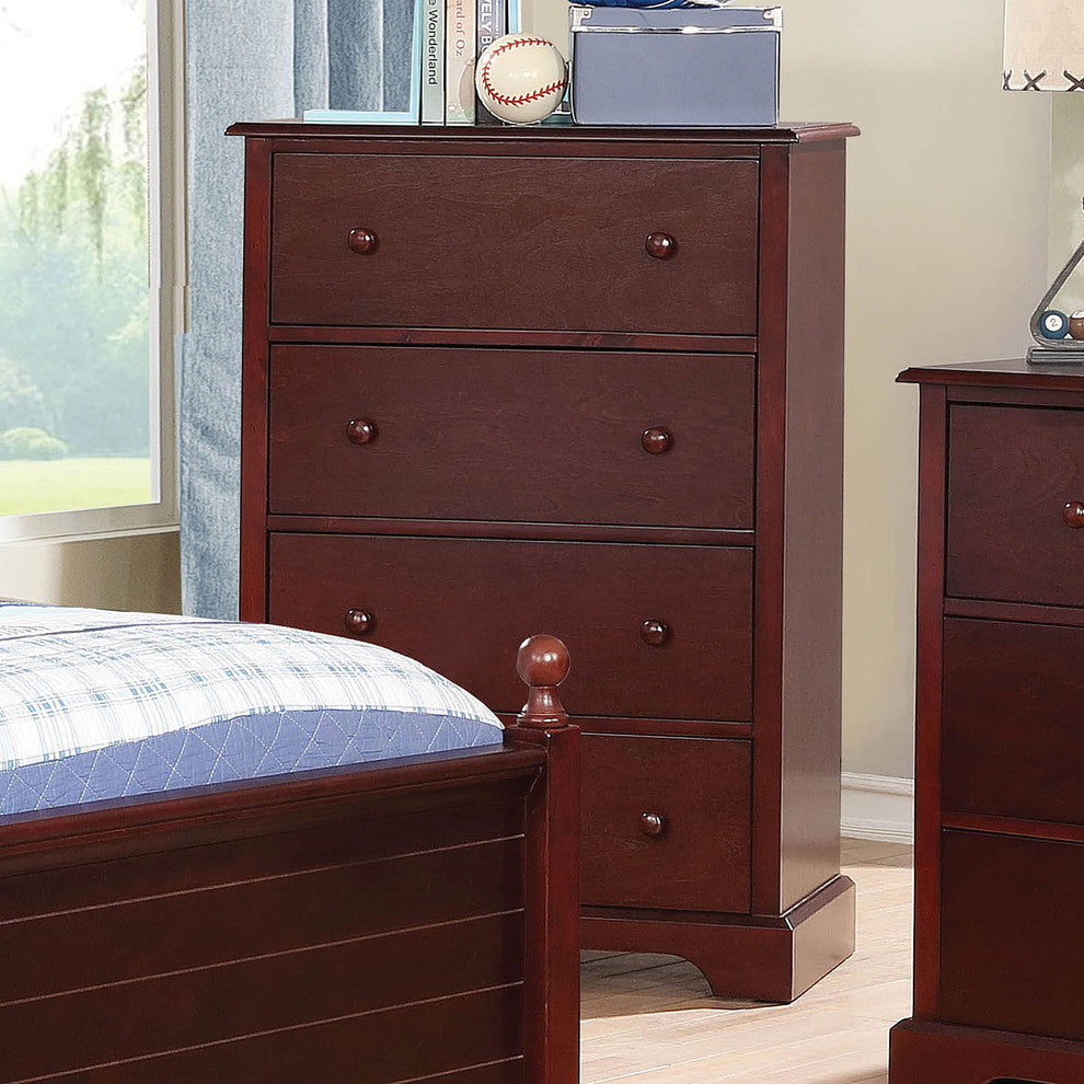Wooden Chest With 4 Storage Drawers, Cherry Brown