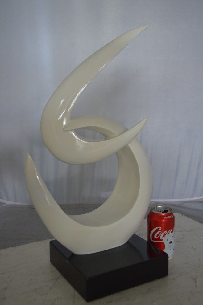 Modern Art White Boomerang Statue made of Resin -  Size: 13"L x 8"W x 23"H.