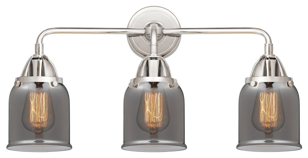 Small Bell Bath Vanity Light, Polished Chrome, Plated Smoke, Plated Smoke