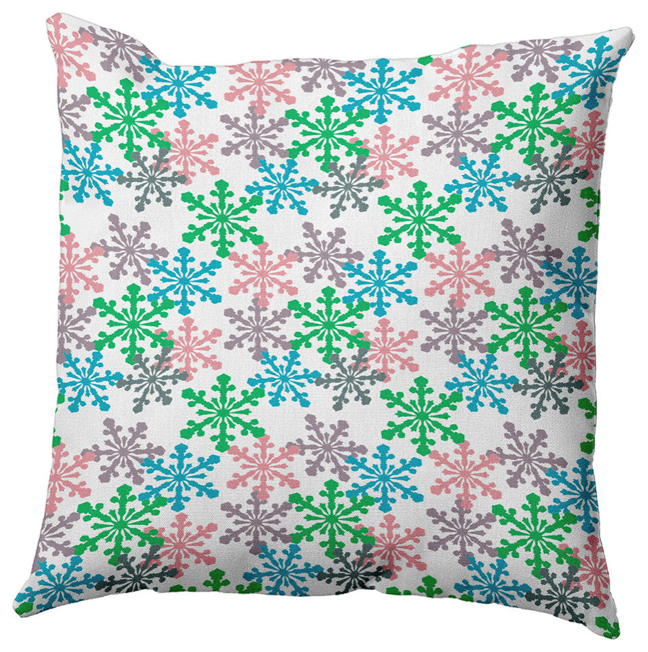 Snow Fall Indoor/Outdoor Throw Pillow, Bright Green, 18"x18"