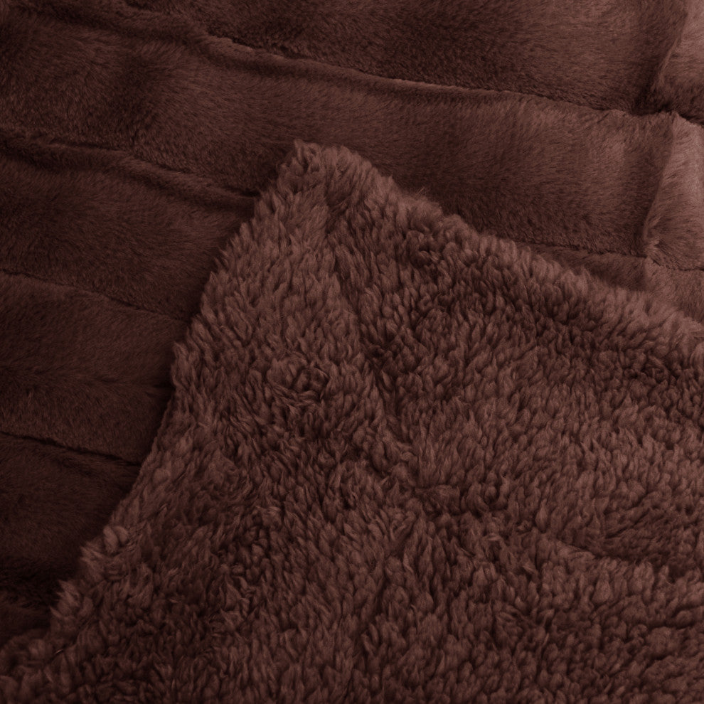 Super Mink Faux Fur Throw Blanket, Chocolate, 60"x80"