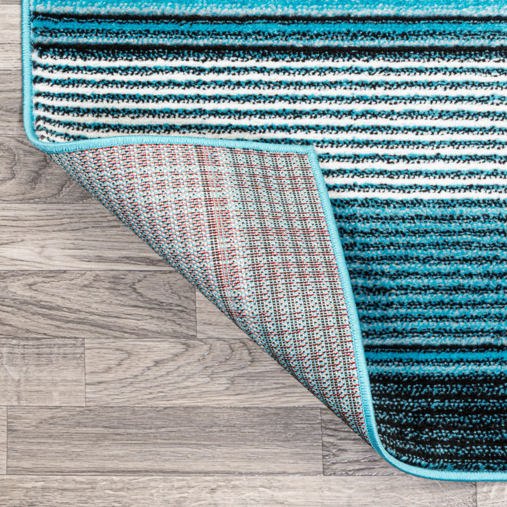 Duxbury Gradient Ticking Striped Blue/Navy 8'x10' Area Rug