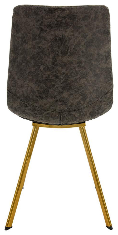 LeisureMod Markley Modern Leather Dining Chair With Gold Legs
