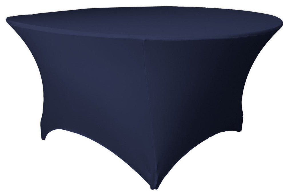 LA Linen Round Spandex Tablecloth, 60" Round 30" High, Navy