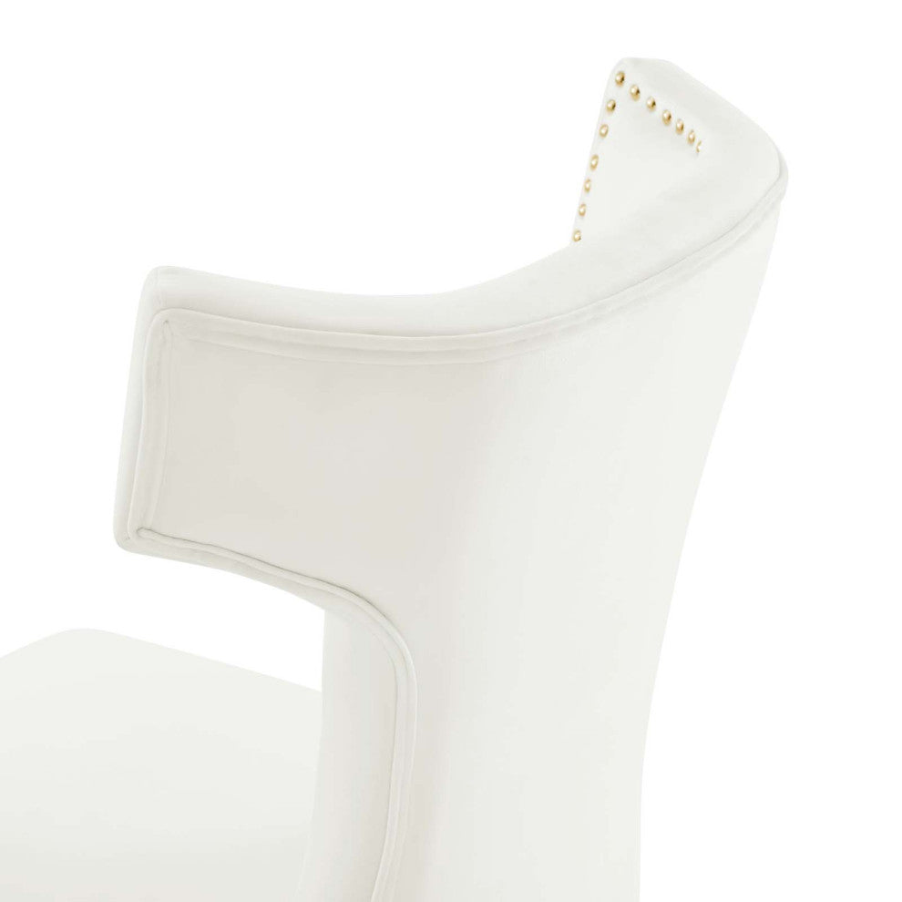 Dining Chair, Nailhead, Set of 2, White, Velvet, Modern, Bistro Hospitality