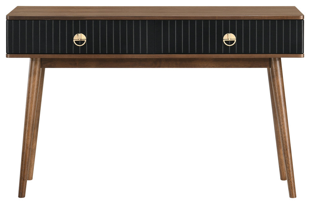 Amigo Black Veneer and Walnut Wood Console Table