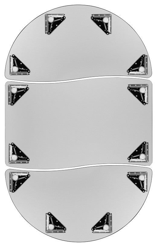 3 Piece 76" Oval Wave Activity Table Set - Standard Height Adj. Legs, Oak