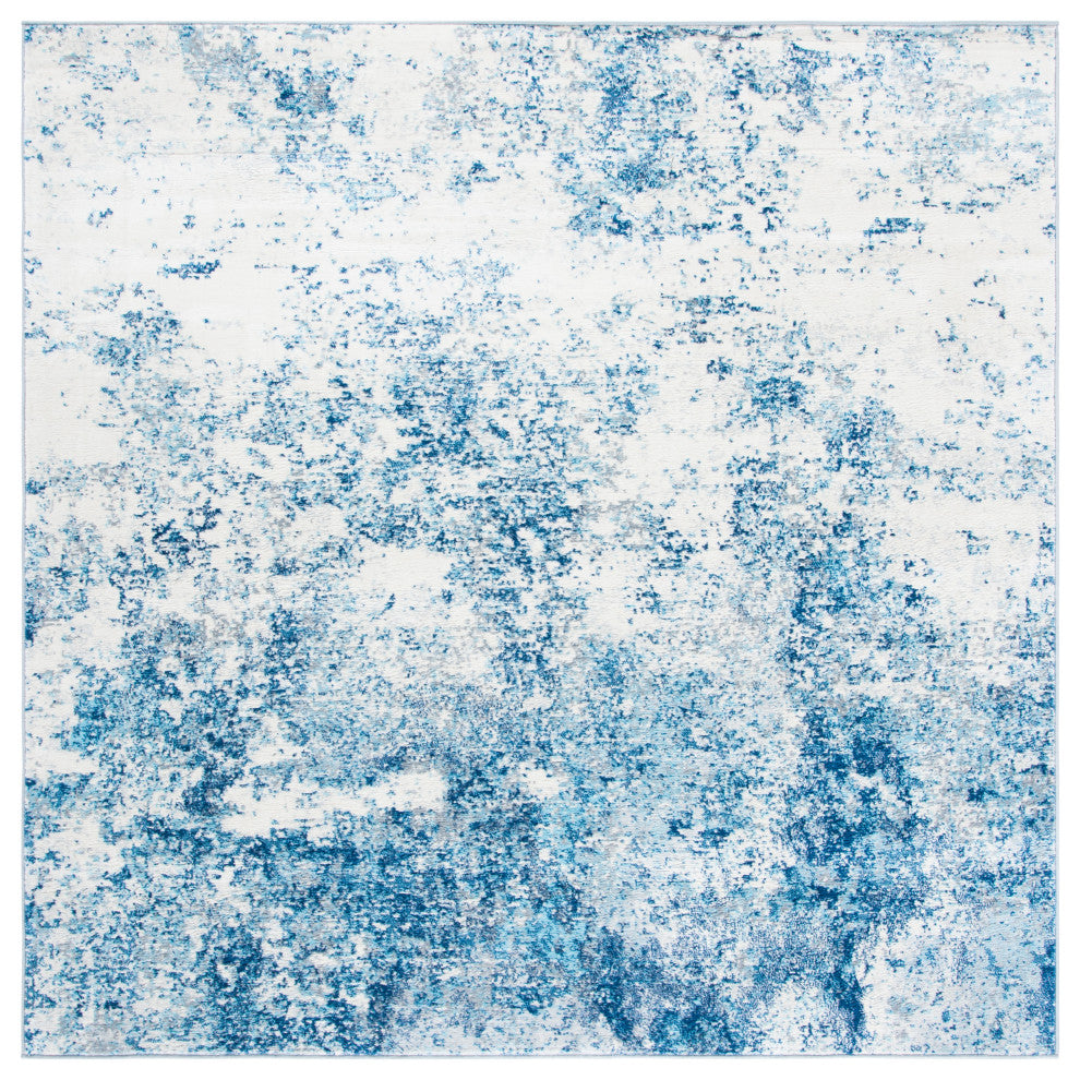 Safavieh Brentwood Bnt822B Organic and Abstract Rug, Ivory and Navy, 6'7"x6'7" Square