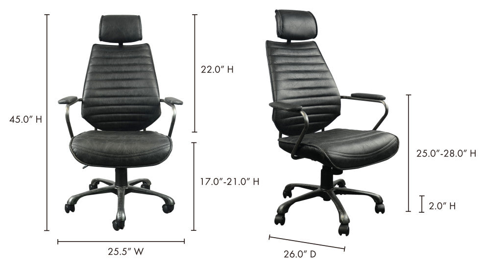 Executive Swivel Office Chair Onyx Black Leather