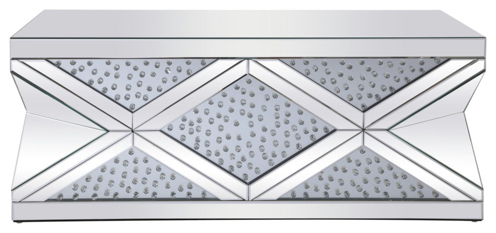 Elegant Lighting MF92010 Modern 29"W Rectangular Mirrored Crystal - Mirrored