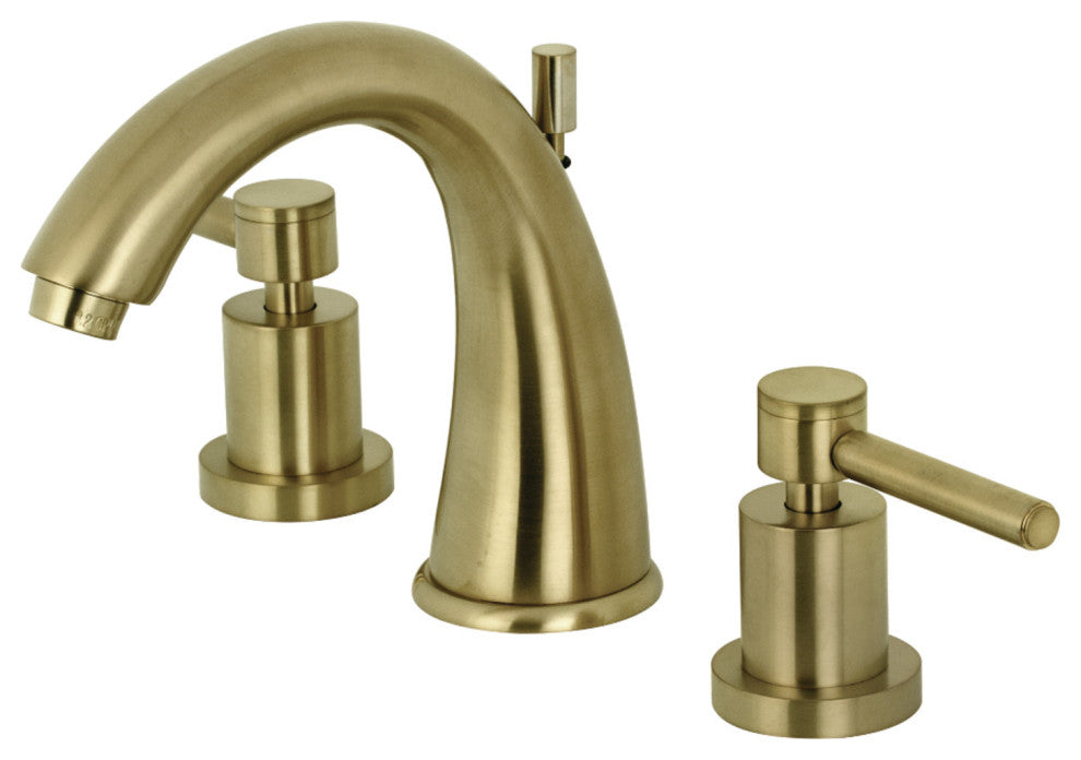 Kingston Brass Widespread Bathroom Faucet With Brass Pop-Up, Brushed Brass