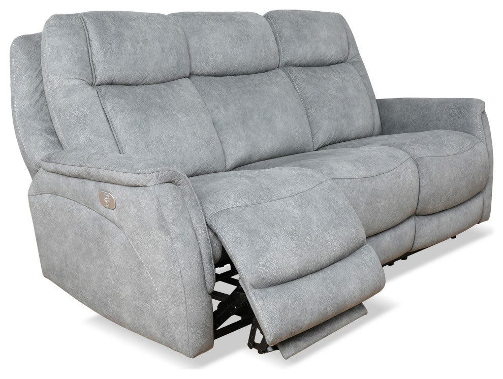 Linus Hudson Grey Power Reclining Sofa and Recliner