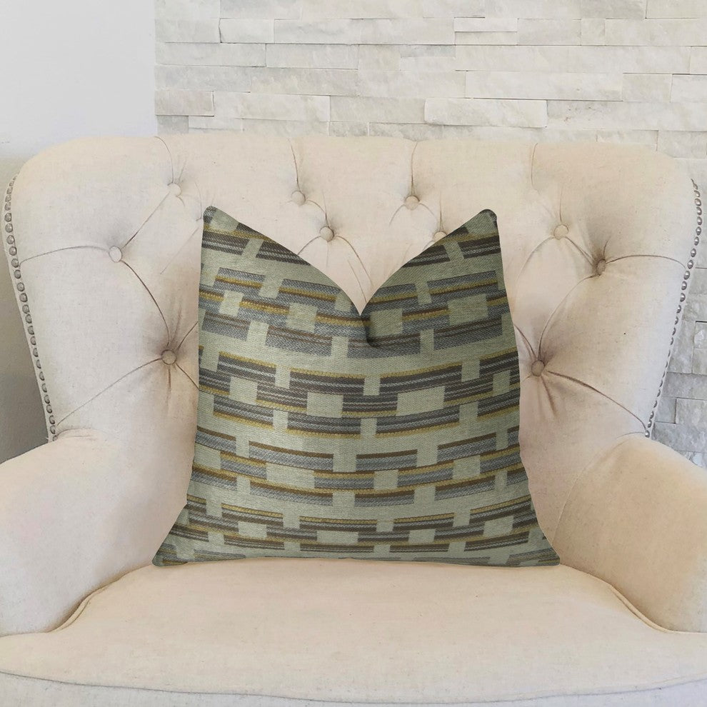 Foursquare White and Gray Handmade Luxury Pillow, 20"x30" Queen