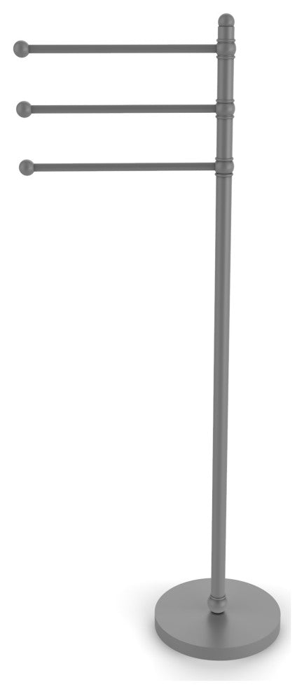 49" Towel Stand with 3 Pivoting Arms, Matte Gray