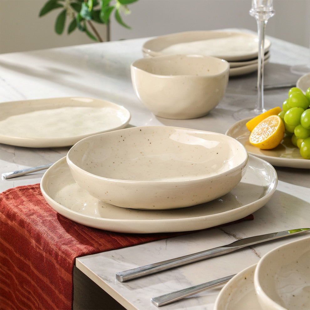 Stone Lain Mirella Stoneware Pasta Bowl Set of 4, Beige