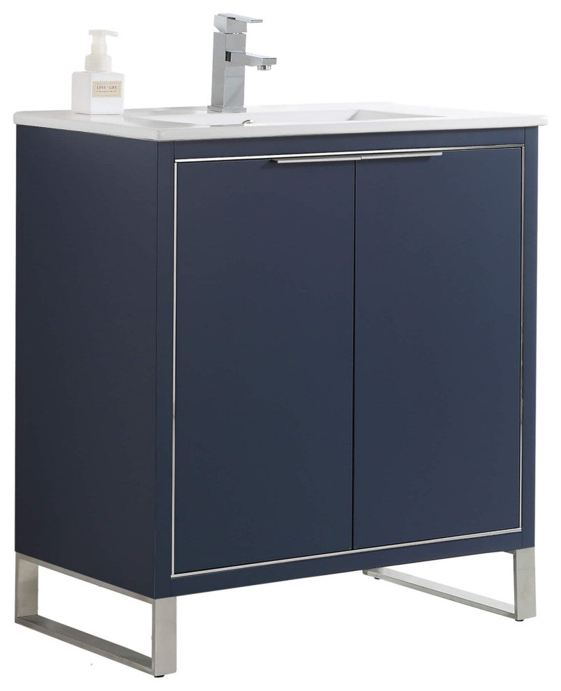 Fine Fixtures Opulence Collection Bathroom Vanity with White Ceramic Sink