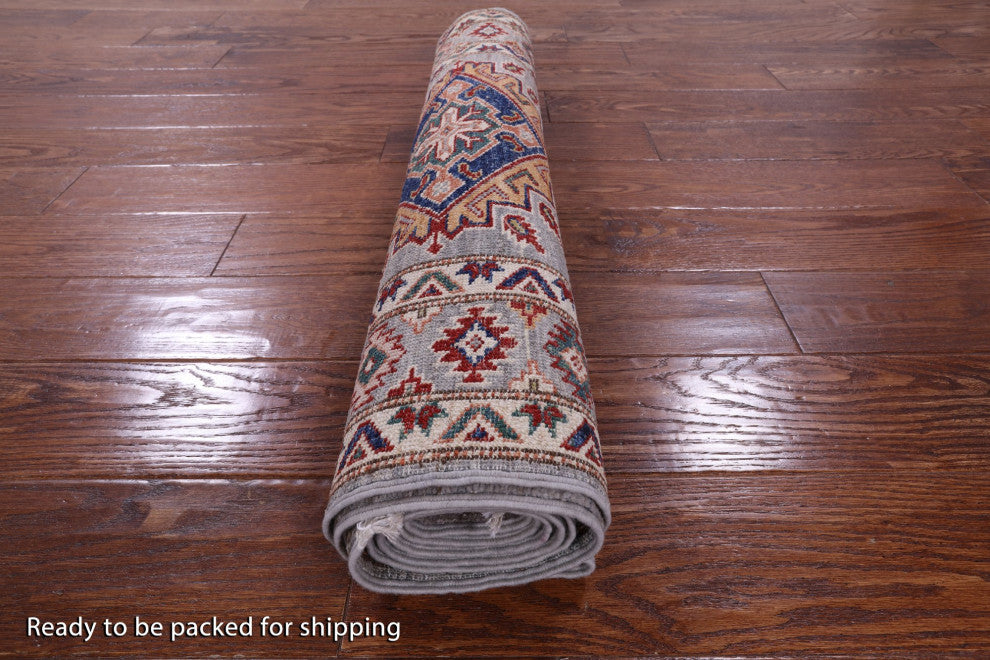 2' 8" X 8' 7" Runner Geometric Super Kazak Handmade Rug Q10368