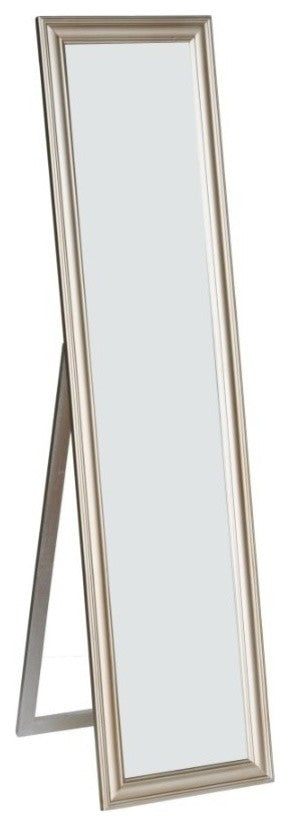 Standing Mirror With Decorative Design, Champagne Gold