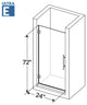 Swing-Out Shower Doors, Frameless, 10mm Clear Tempered Glass, ULTRA-E Collection, 24"x72"
