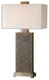 Uttermost Canfield Metal Resin Fabric Table Lamp in Coffee Bronze/Beige/Brown