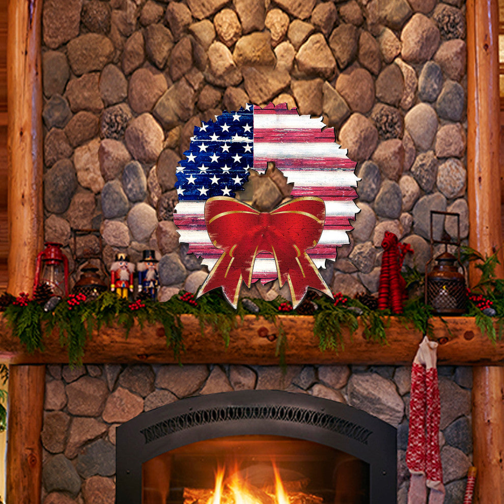 American Flag Wreath Door Hanger