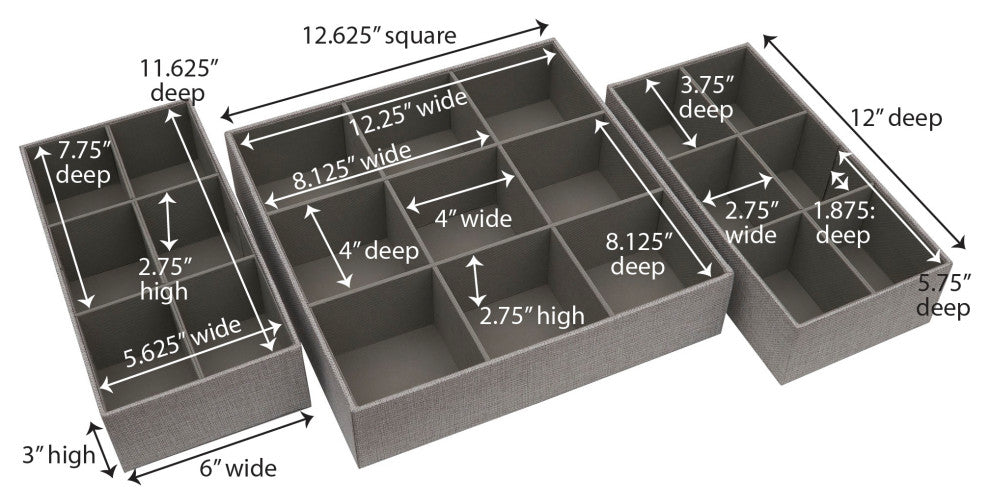 3 Piece Drawer Organizers Starter Set