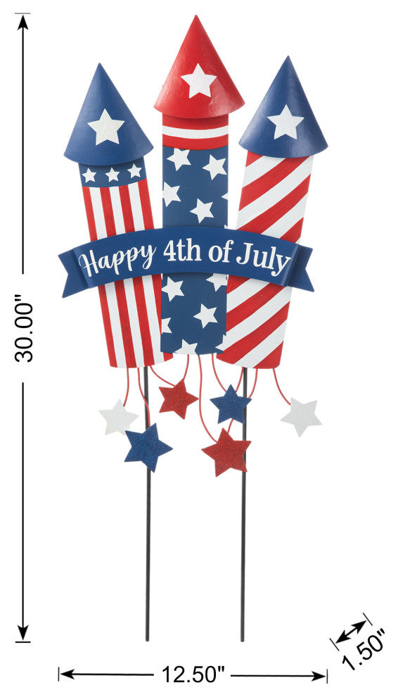 30"H Patriotic Firecracker Yard Stake