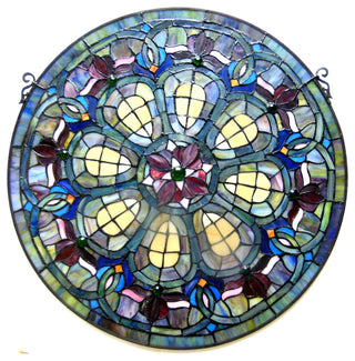 Tiffany-glass Baroque Window Panel 24inches