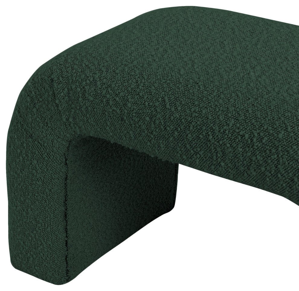 Niagara Boucle Fabric Upholstered Bench, Green, 52" Wide