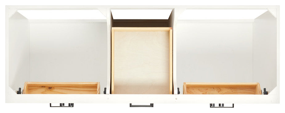 ARIEL Hepburn 60" Double Sink Base Cabinet, White