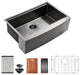 Farmhouse Apron T-304 Stainless Steel Deep Basin Kitchen Sink, Gunmetal Black, 30x22x10 in