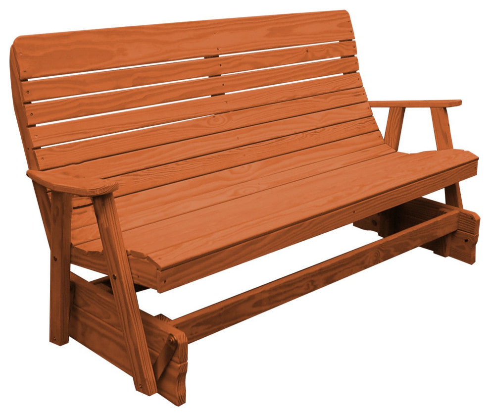 Pressure Treated Pine Highback Glider, Redwood Stain, 5 Foot