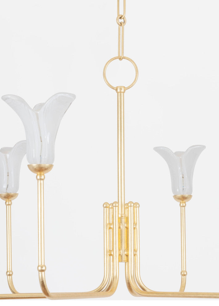 Montclair 40" Wide 6-Light Vintage Gold Leaf Chandelier