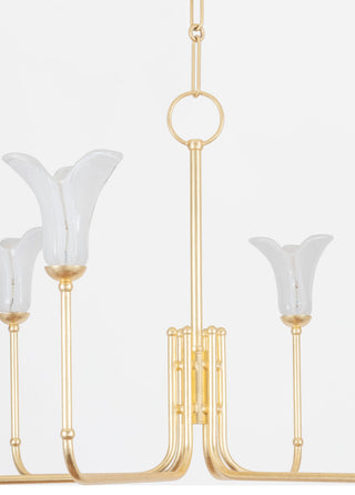 Montclair 40" Wide 6-Light Vintage Gold Leaf Chandelier