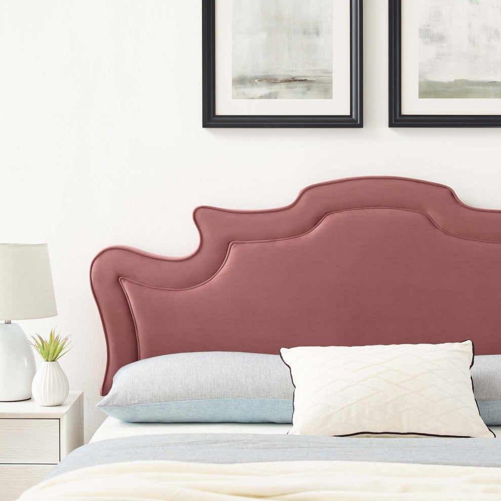 Headboard, King California Size, Pink, Velvet, French, Mid Century Guest Suite