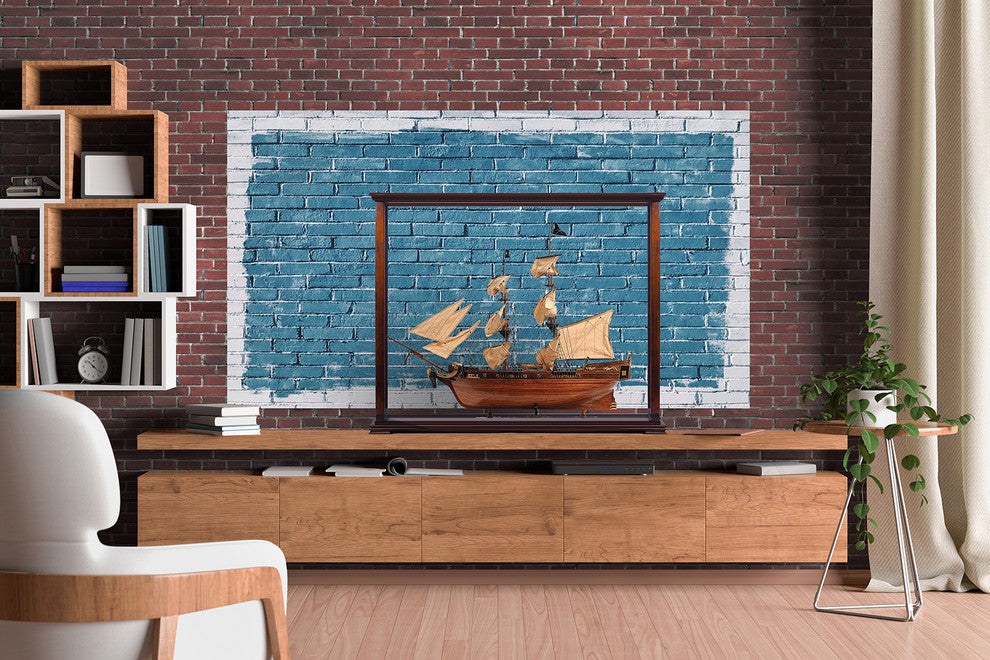 Display Case for Midsize Tall Ship Classic Brown