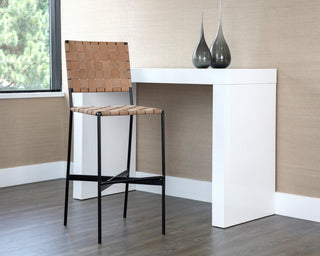 Omari Barstool Sueded Light Tan Leather