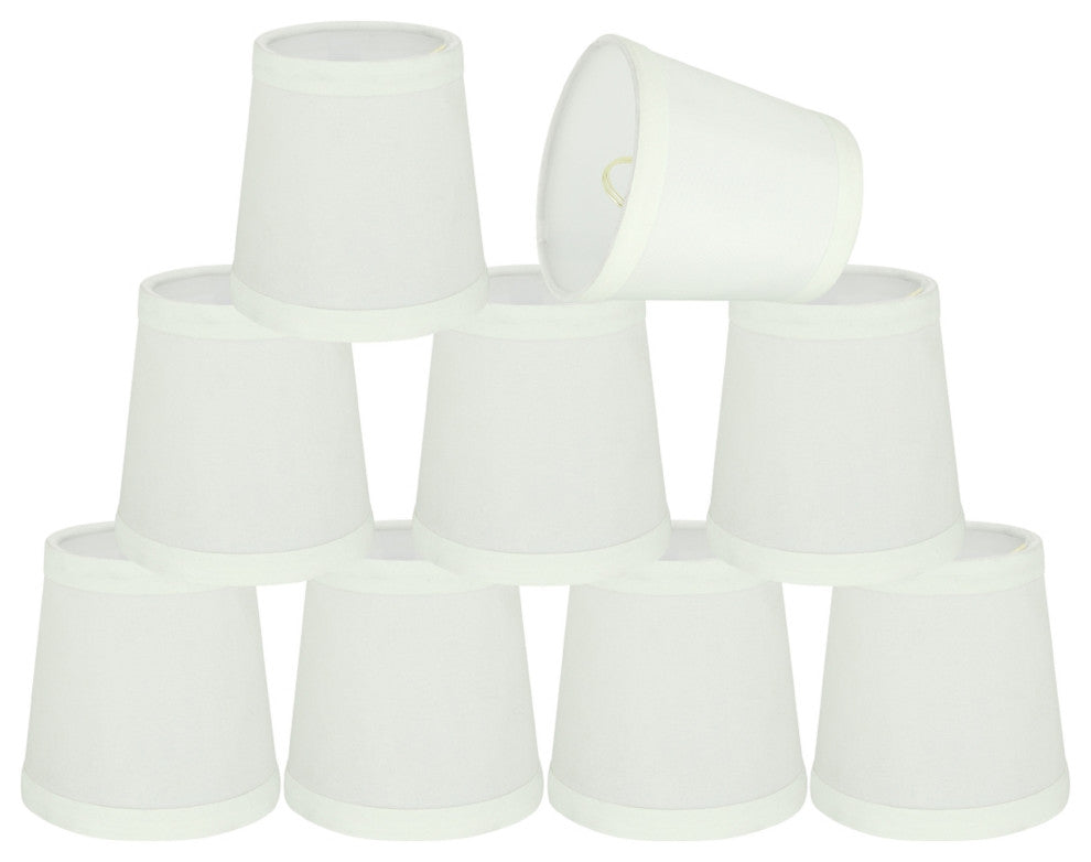 32047-9 Small Hardback Empire Chandelier Clip On Lamp Shade Off White 3"x4"x4"