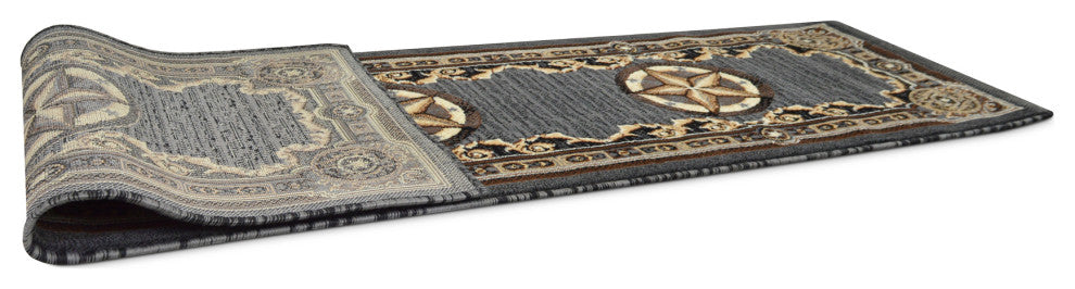 Allstar Western Area Rug Texas Star design, Grey, 2x7
