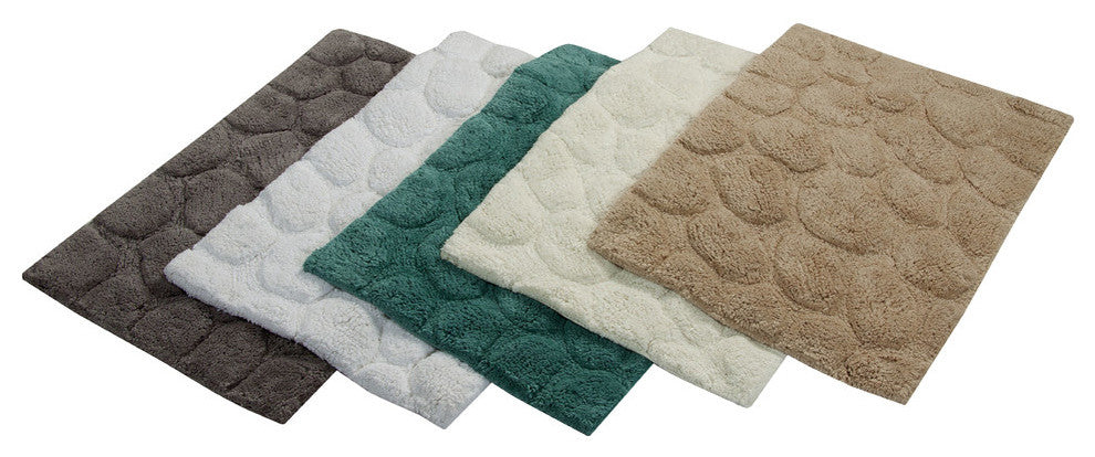 Bath Rug Cotton, GSF 200, Pattern Pebbles, White, 34"x21"