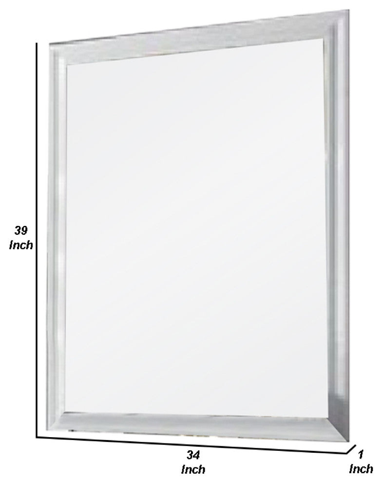 Benzara BM275523 Tyra 39" Wall Mirror, Rectangular Wood Frame, White
