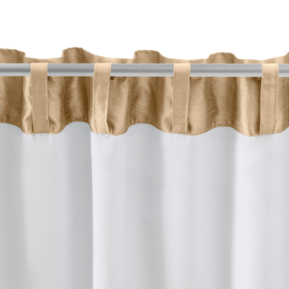 Luna Faux Silk Tailored Back Tab Curtain Pair, Taupe, 100" X 84"