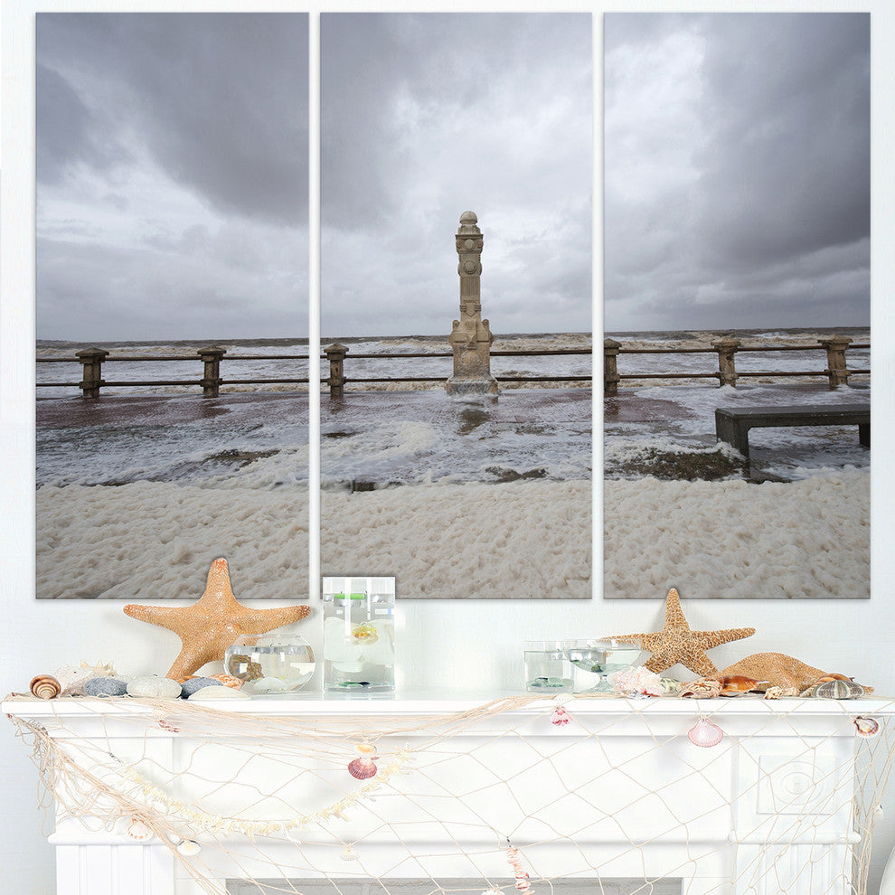 "Spring Storm in Uruguay Panorama" Sea Bridge Metal Wall Art, 3 Panels, 36"x28"