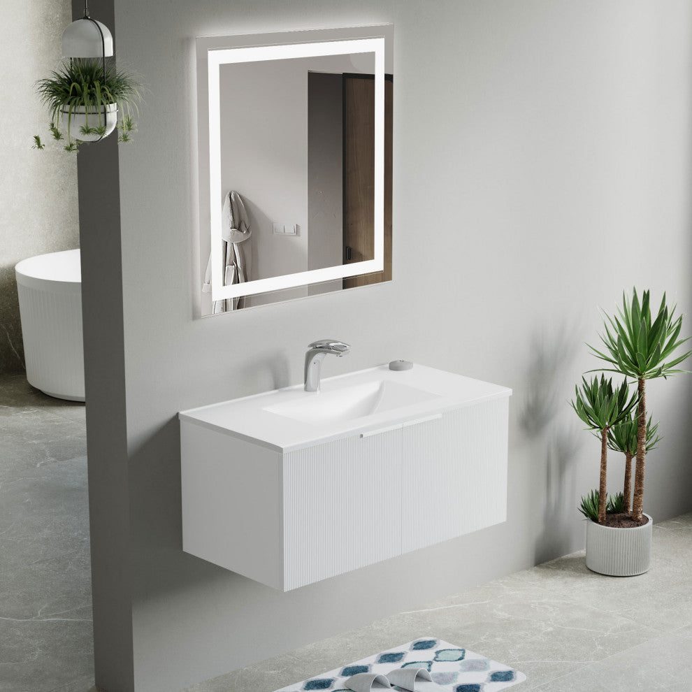 Pershing 36" Single Vanity Set, White, Ceramic Basin