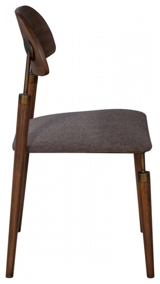 Set of Two Gray Brown Mid Century Dining Chairs