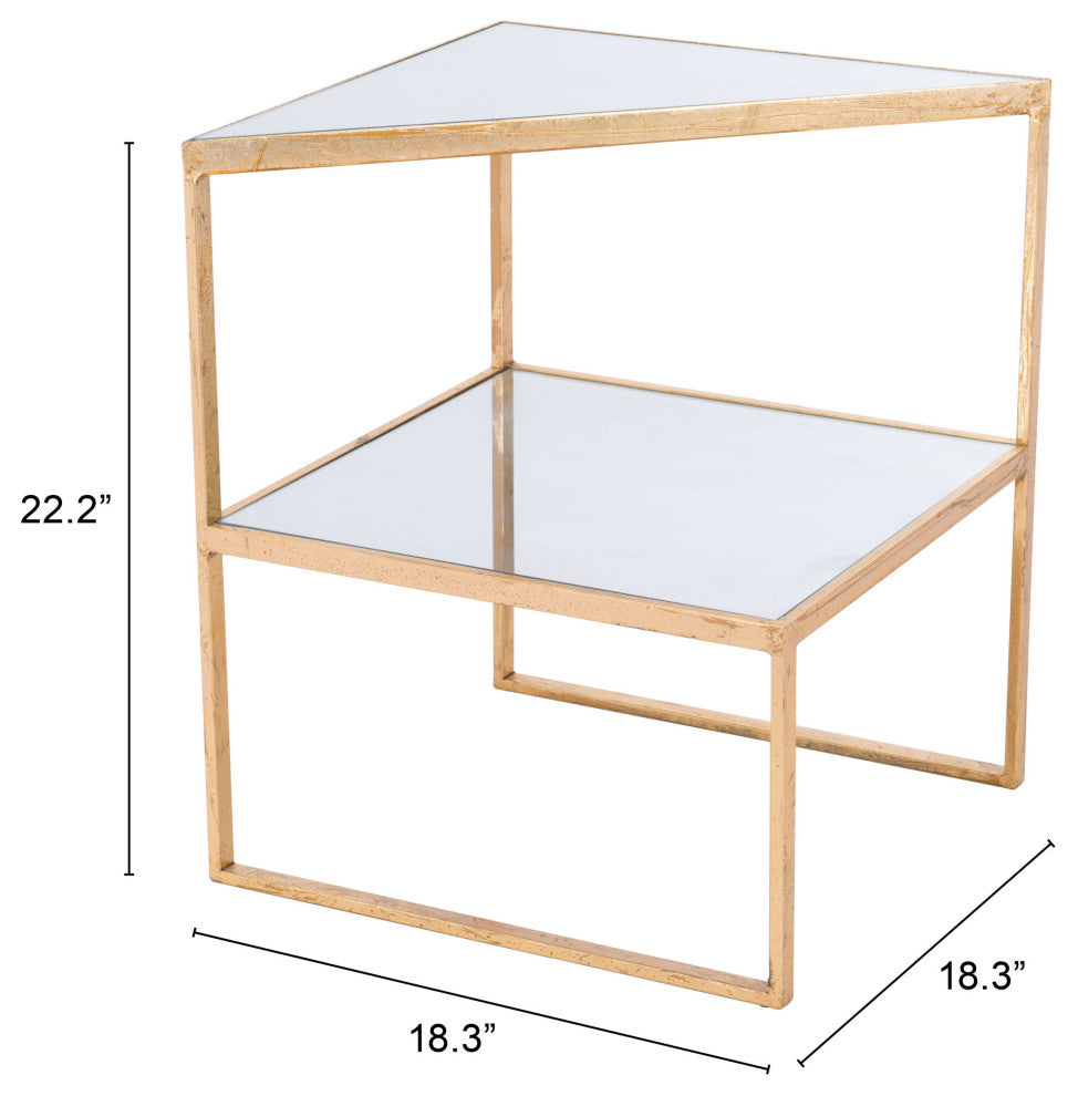 Planes Side Table Gold & Mirror