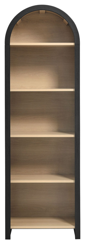 Evie Arched Narrow Bookcase Display Cabinet, Black