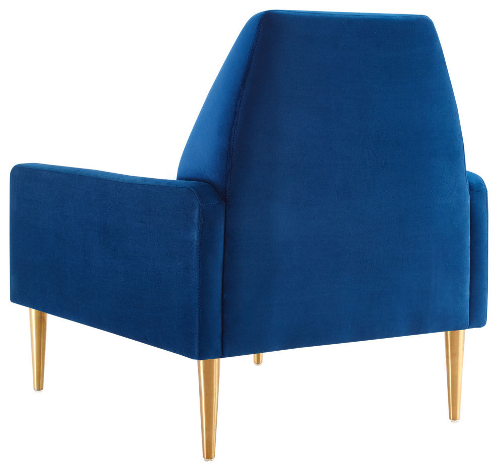 Armchair Accent Chair, Blue Navy, Velvet, Modern, Mid Century Hotel Lounge Cafe