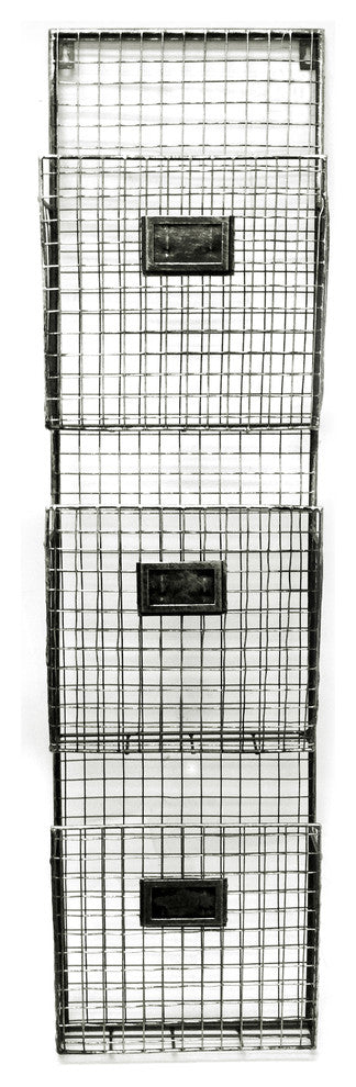 Pewter Metal 3 Pocket Wall File Holder