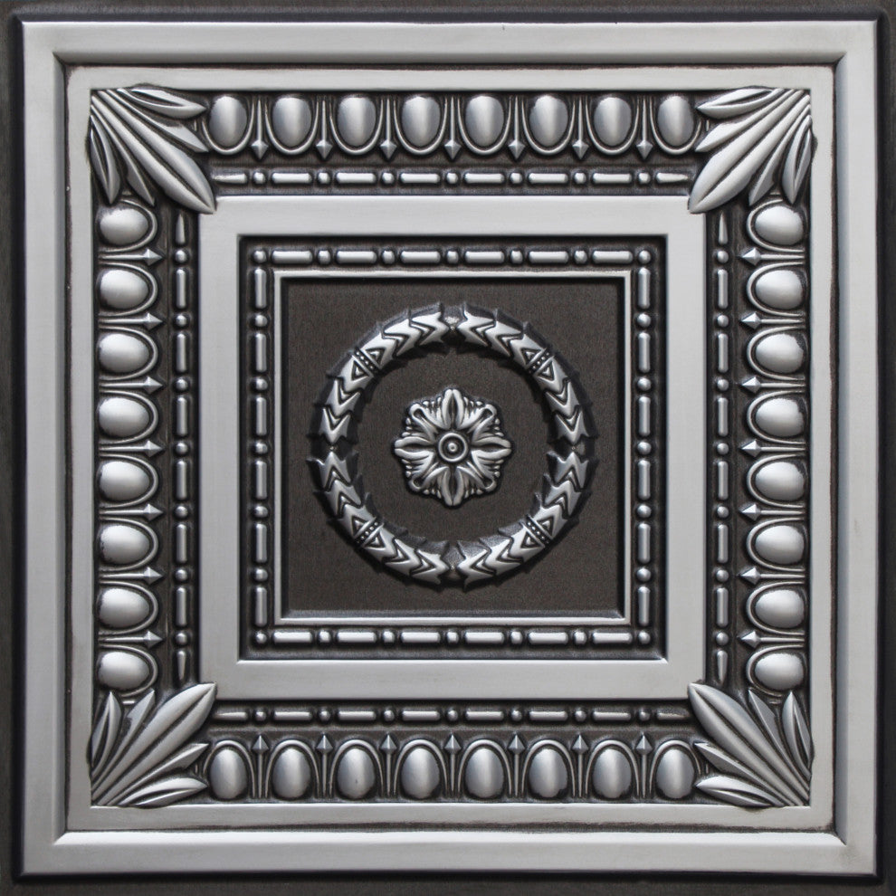 Antique Silver 3D Ceiling Panels, 2'x2', 40 Sq Ft, Pack of 10